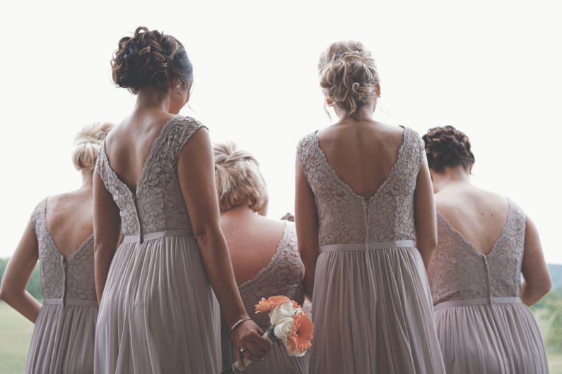 Wedding Fashion - bridesmaids wearing gray gowns