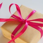 Personalized Gift - brown gift box with pink ribbon