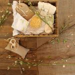 Handmade Gift - bathroom essentials on wooden crate